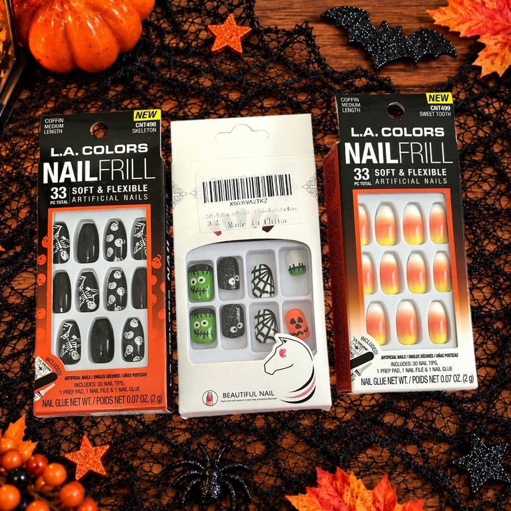 Halloween Press-On Nails – 3-Piece Bundle
